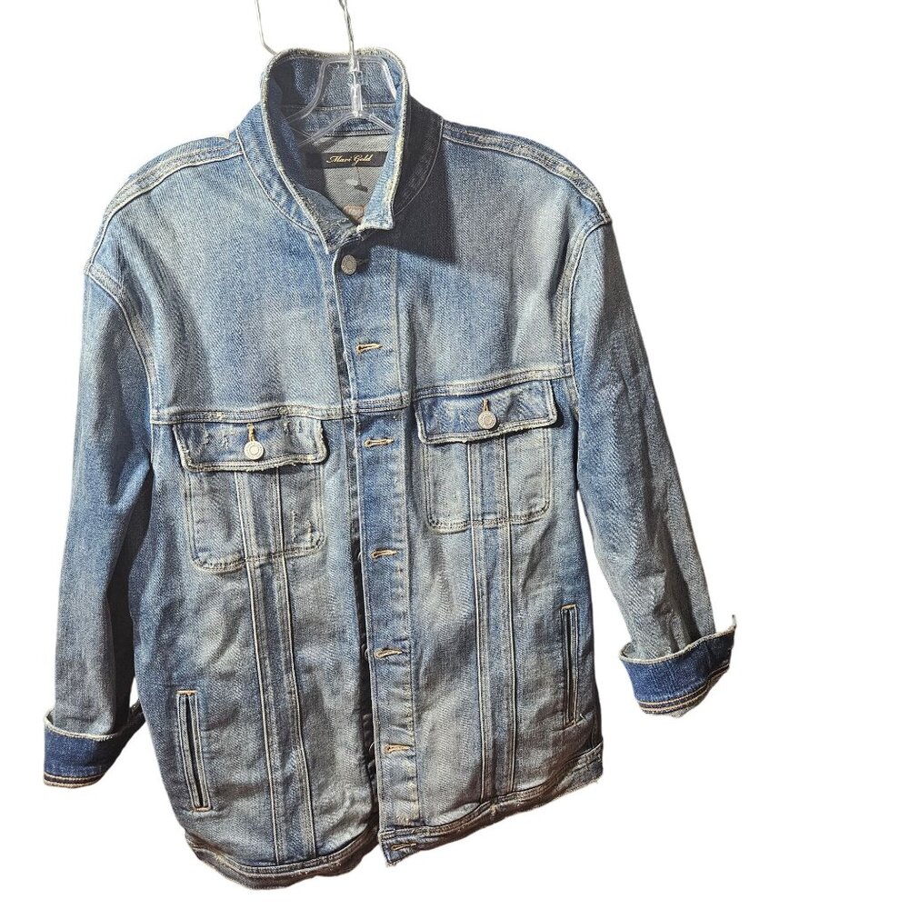 Vintage Marigold Denim Jacket With Embroidered Bird & Floral Design